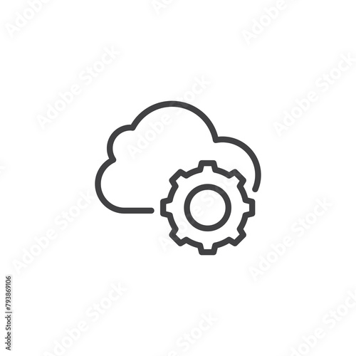 Cloud computing service management line icon