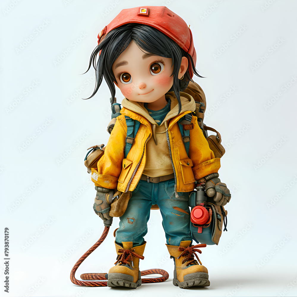 3D Illustration of a Cute Little Boy with Backpack 3D Illustration of a Cute Little Boy with Backpack