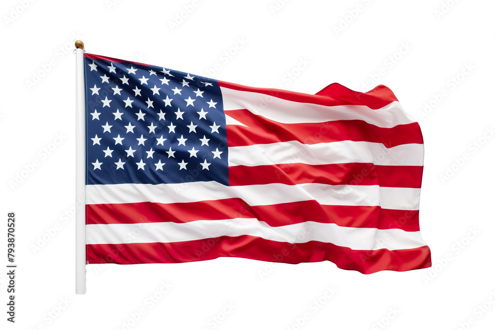 Obraz premium 3D illustration USA America flag on white isolated background PNG