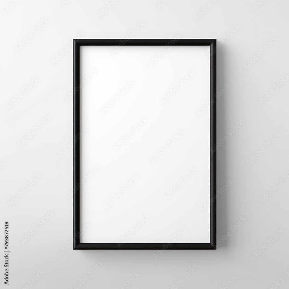 Black frame hanging on white wall Black frame hanging on white wall