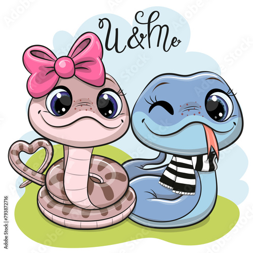 Cute Cartoon Snakes boy and girl