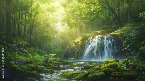 Waterfall in the forest © Yelena