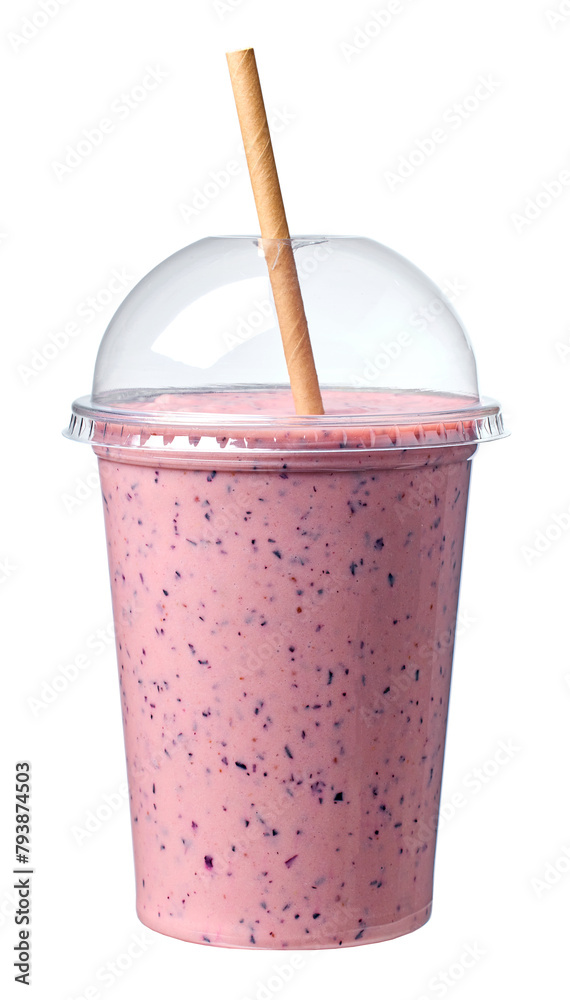 banana and blueberry smoothie with yogurt - obrazy, fototapety, plakaty 
