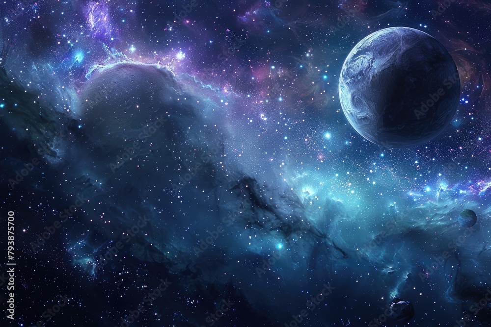 Obraz premium Planets and galaxy, science fiction wallpaper. Beauty of deep space. Billions of galaxies in the universe Cosmic art background