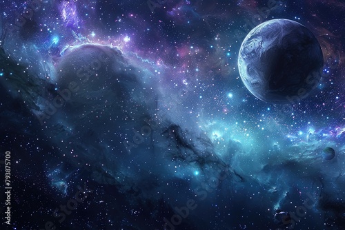 Planets and galaxy, science fiction wallpaper. Beauty of deep space. Billions of galaxies in the universe Cosmic art background