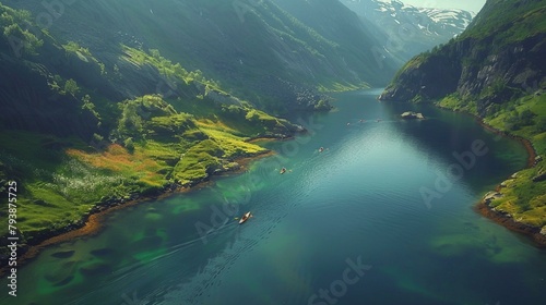 View of a serpentine fjord photo