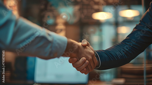 Close up of handshake in the office