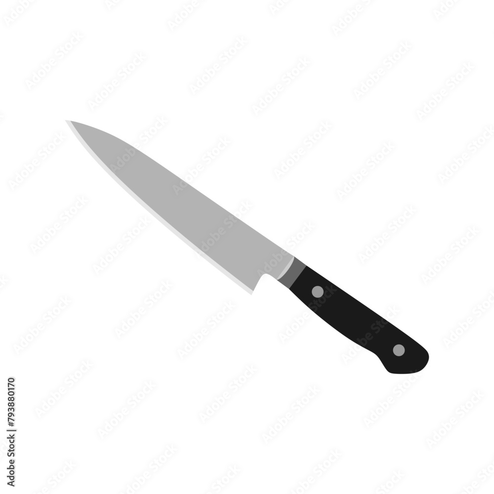 Sujihiki or Sujibiki Japanese kitchen knife flat design vector illustration isolated on white background. A traditional Japanese kitchen knife with a steel blade and wooden handle. Sujihiki or Sujibiki Japanese kitchen knife flat design vector illustration isolated on white background. A traditional Japanese kitchen knife with a steel blade and wooden handle.