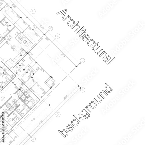 Architectural modern background. Detailed floor plan. Vector blueprint.