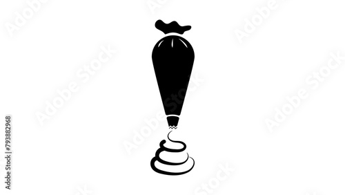 Cream decorating tool, black isolated silhouette