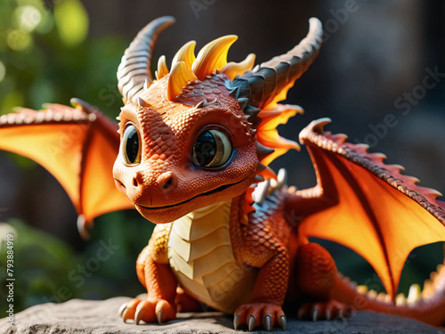 Fantasy Dragon on Magical Background photo