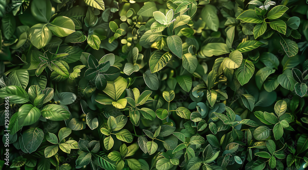 Naklejka premium Green wall foliage. Generative AI.