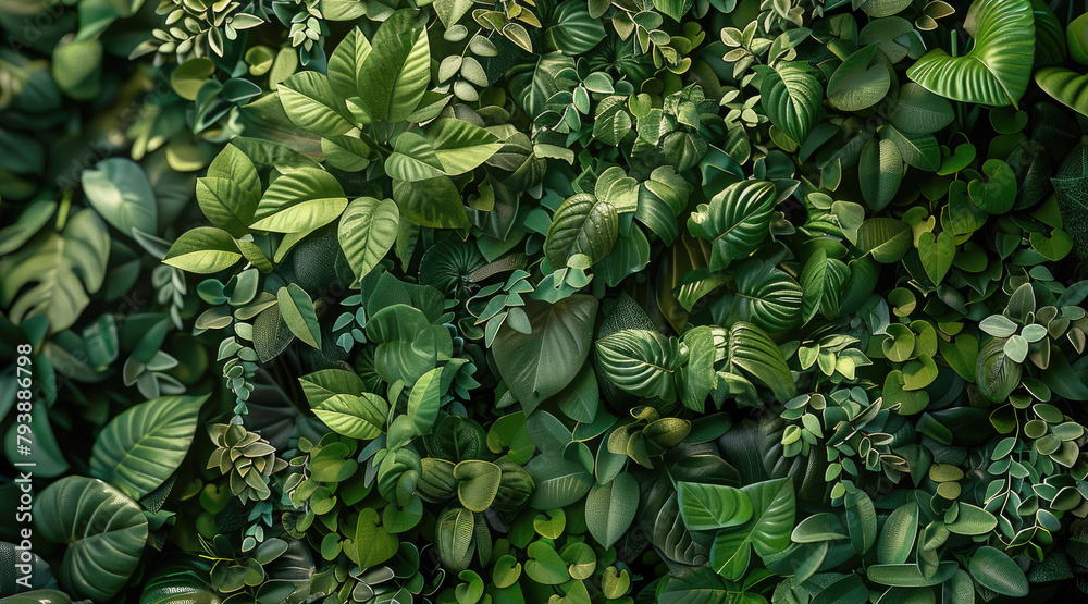 Naklejka premium Green wall foliage. Generative AI.