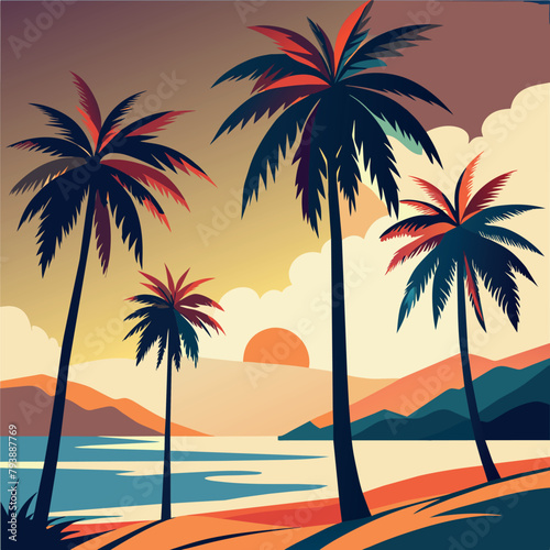 Sandy Shorelines, Tropical Sunset Serenity - A Beachside Escape