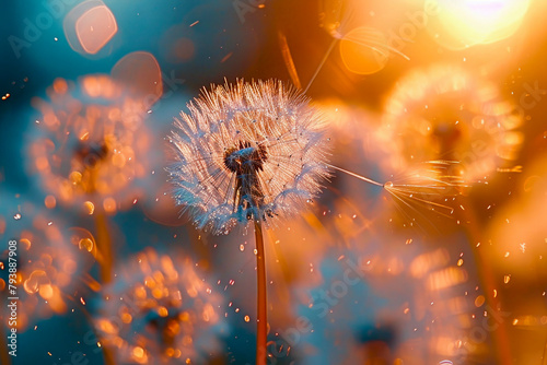 Abstract blurred nature background dandelion