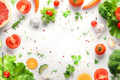 Food pattern with raw ingredients of salad 