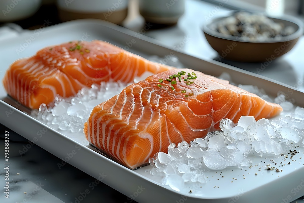 Savoring the Freshness: Serene Culinary Aesthetic with Salmon Fillets