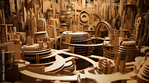  futuristic city made out of cardboard 