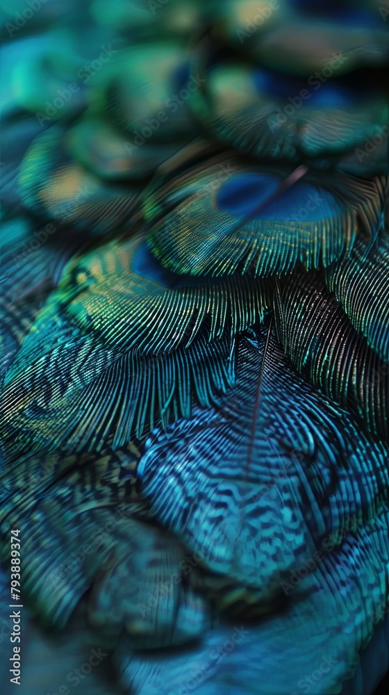 Obraz premium Vibrant Iridescent Bird Feather Macro Detail