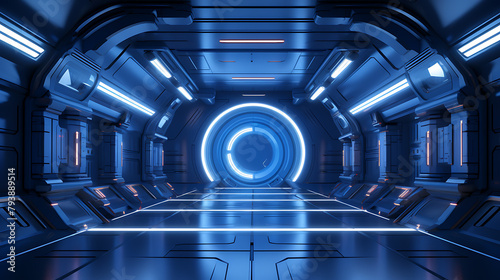 futuristic corridor tunnel within space station 