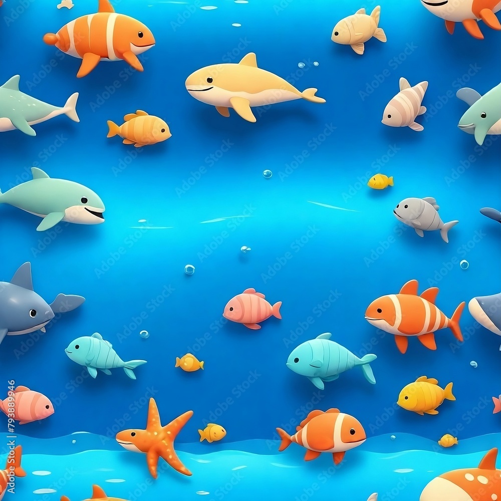 Naklejka premium seamless background with fishes