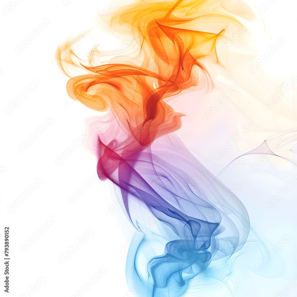 A colorful smoke against white background A colorful smoke against white background
