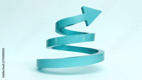 The Upward Spiral, Rising to the Top, Spiral Arrow Pointing Up, Business Growth and Success, 3D render