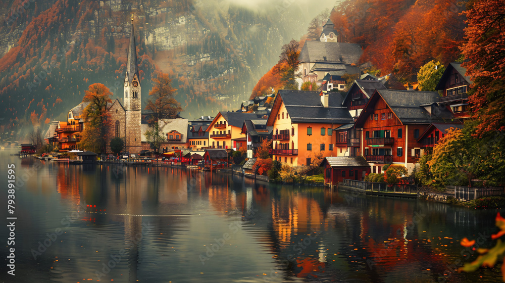 Fototapeta premium Hallstatt village in Austrian Alps