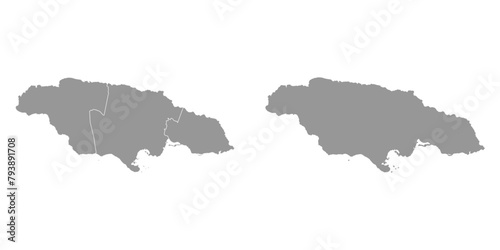 Jamaica map with counties. Vector illustration.