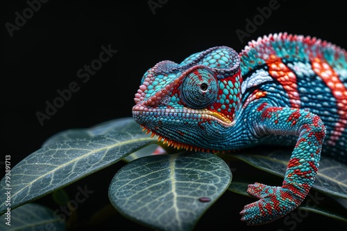 Chameleon: Blending into foliage with its ability to change color, symbolizing camouflage.