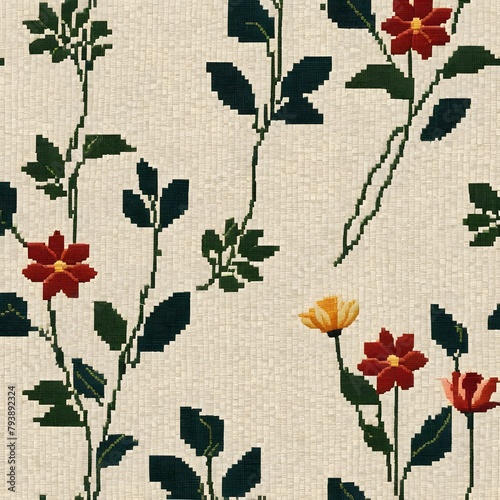 simple flower-patterned wallpaper-Generative AI