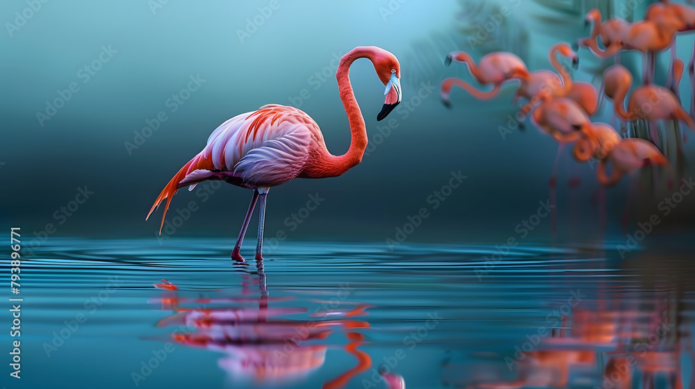 Flamingo Stand in The Water With Beautiful background Nature 4K ...