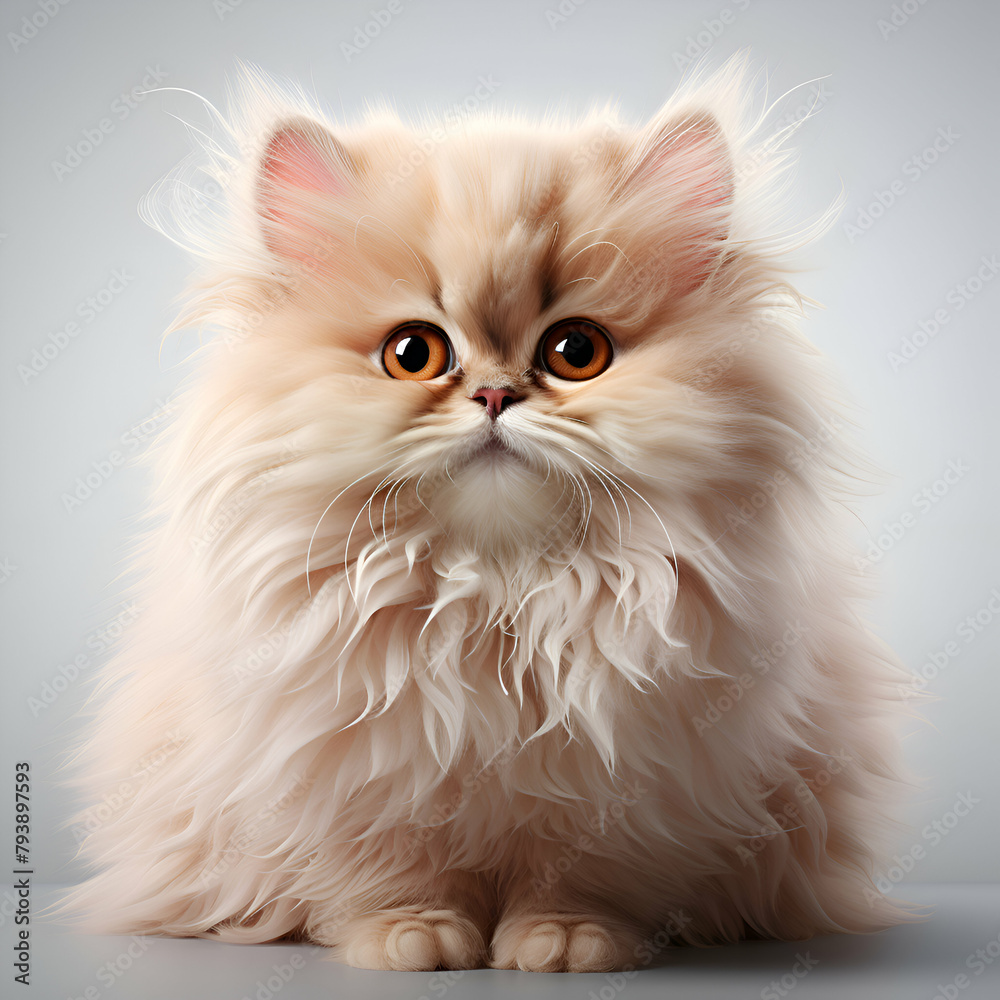 Portrait of a cute persian cat with big eyes on gray background Portrait of a cute persian cat with big eyes on gray background