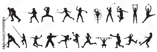 silhouettes of sports people photo