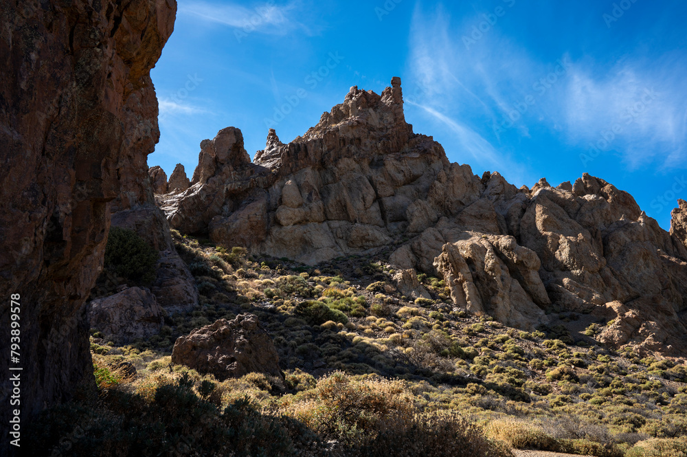 Hiking in Tenerife, landscape around the Teide volcano Hiking in Tenerife, landscape around the Teide volcano