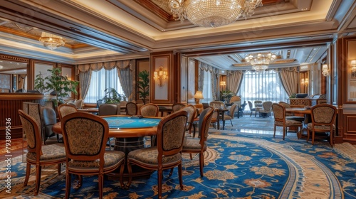 Luxury and Glamour: A photo of a high-roller area in a casino, with lavish furnishings, private tables, and attentive staff