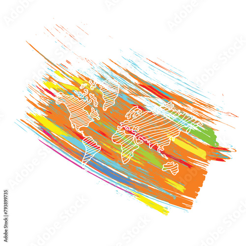 World map paper. Political map of the world on a grey background. Countries. Vector illustration.