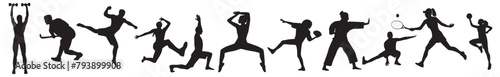 Set of vector silhouettes of people in sports