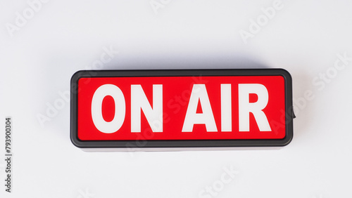 On air neon sign on black background..