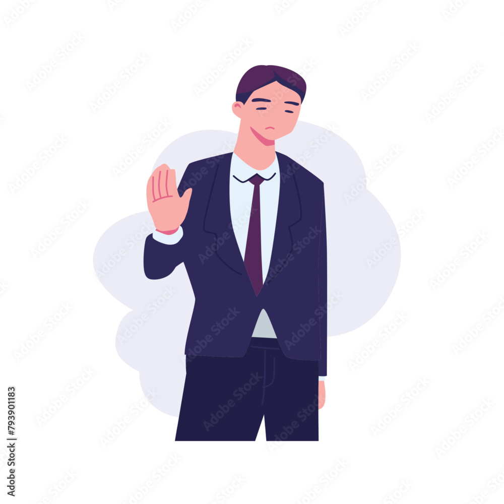 pose of man rejecting something flat style illustration vector design