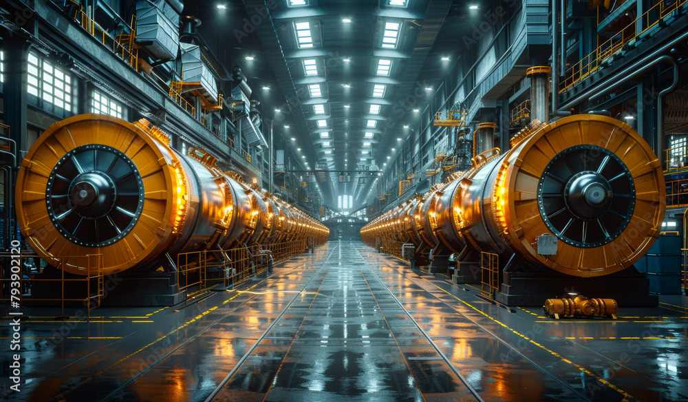 Industrial Turbine At Power Plant Power Generator In Power Plant With