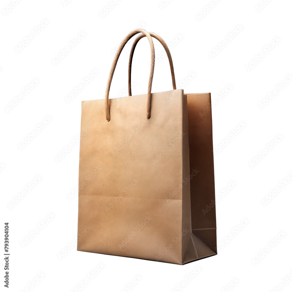 Brown paper shopping bag with sturdy handles isolated Brown paper shopping bag with sturdy handles isolated