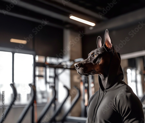 Doberman dog in the gym © deviddo