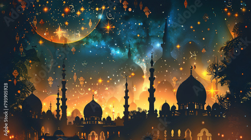 Islamic greeting Eid Mubarak cards for Muslim Holidays photo