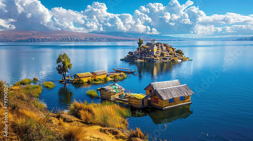 Island of Sun Titicaca lake Bolivia photo