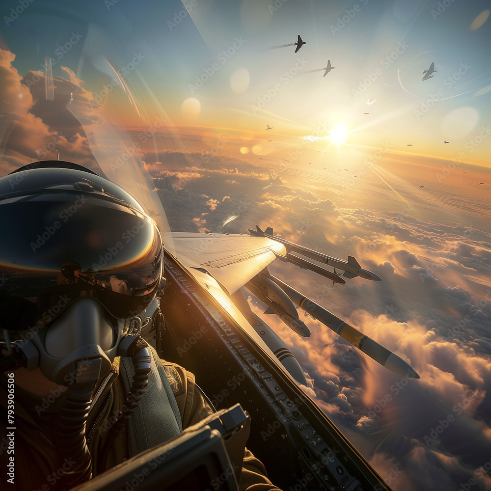 Soldier in a fighter jet