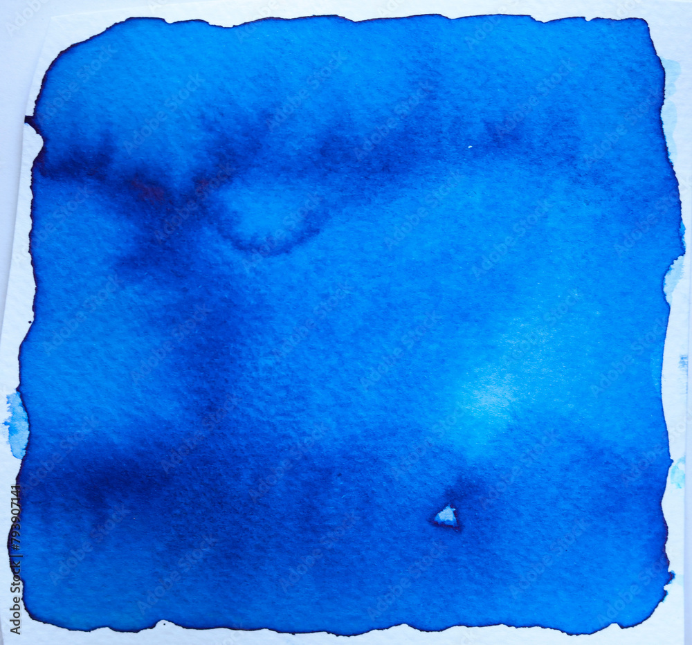 Abstract blue watercolor on paper texture