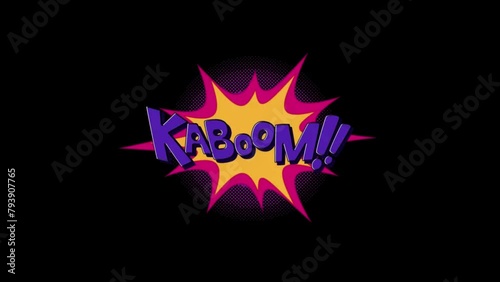 KABOOM Comic Text and Speech Balloon Animation.  comic strip speech cartoon animation with the words Crunch Kaboom photo