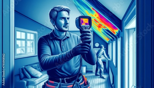 Illustrated Energy Auditor with Thermal Camera 