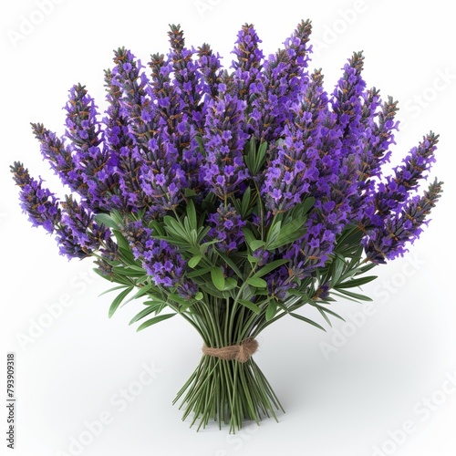 A photo of a bouquet of lavender flowers against a white background.